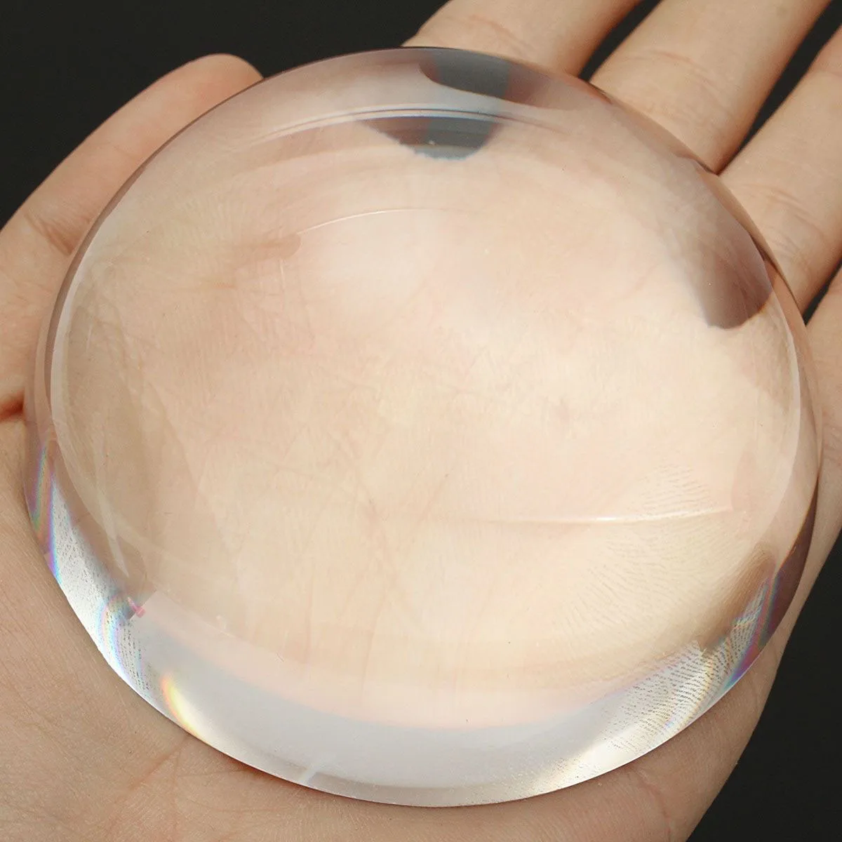 JX-LCLYL Clear Magnifying Paperweight Dome Magnifier Semi Crystal Ball Reading Aid 80mm