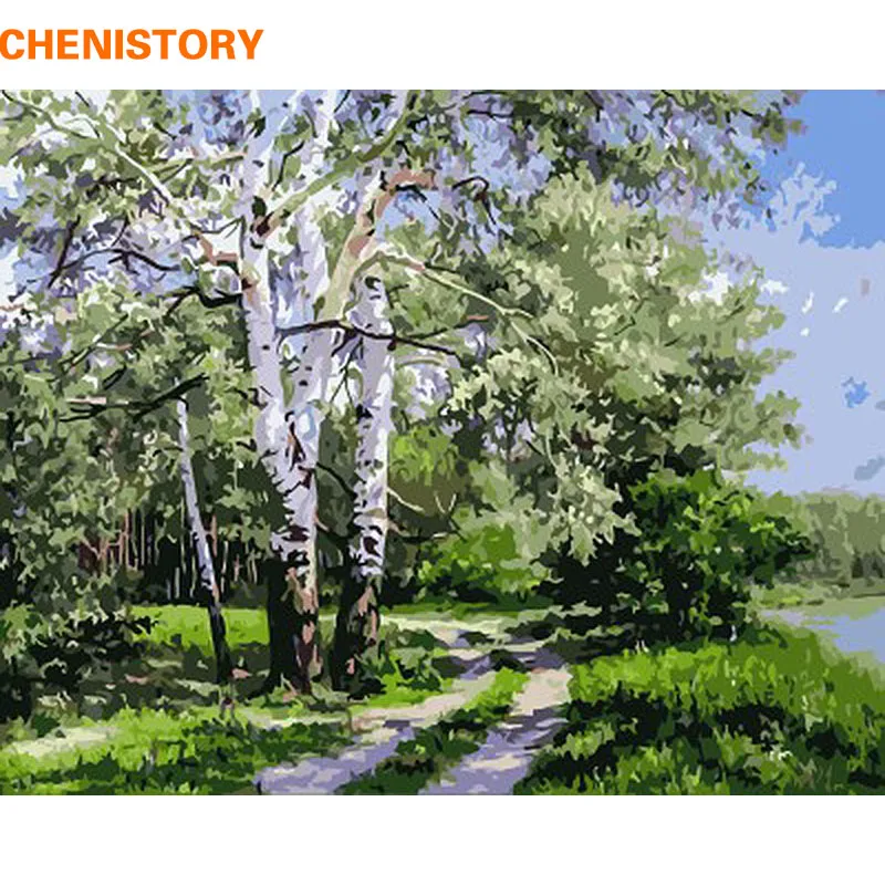 CHENISTORY Poplar Forest Diy Paintnig By Numbers Modern Wall Picture Landscape Drawing Painting By Numbers For Home Decoration