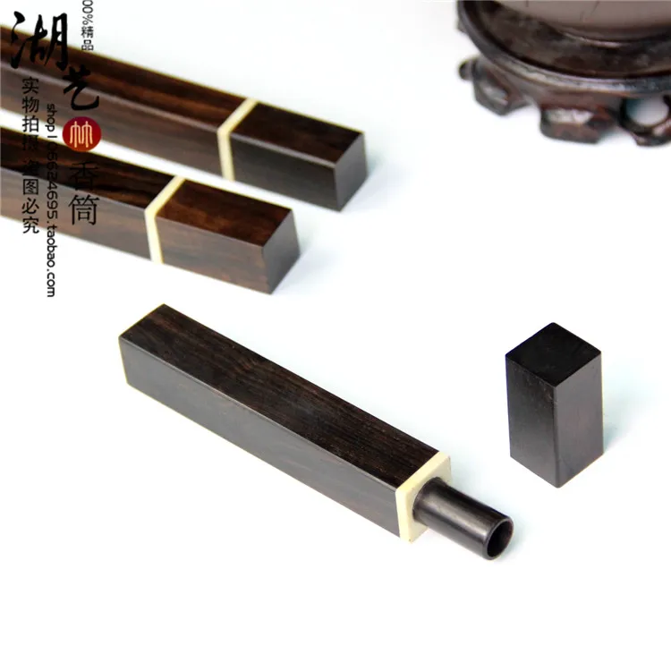 Woodiness fragrance tube ebony joss stick short tube set by huang (incense tube lie incense aloes sandalwood cylinder pipe