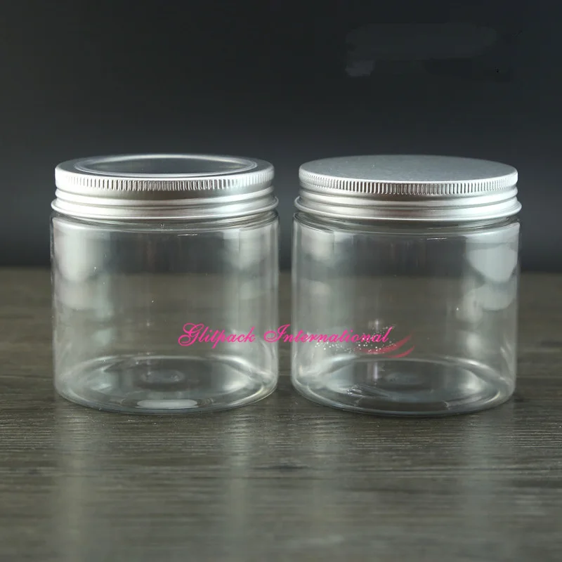 

30pcs/lot Blank Clear Base 7oz Plastic PET canned jars 200g mouth jar 200ml canning and preserving supplies Window view lids