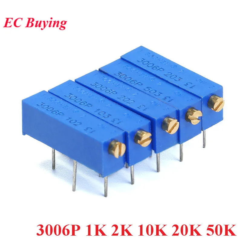 10pcs 3006 3006P 1K 2K 10K 20K 50K 100K Ohm Trimpot Trimmer Potentiometer Multi-turn Adjustable Potentiometer Resistance