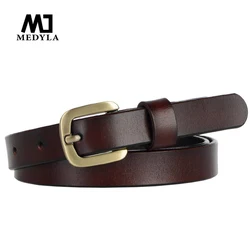 MEDYLA Designer Belts Women Strap High Quality Genuine Leather Famous Brand ladies' Belt For Jeans Skirt Girls coffee Pin Buckl