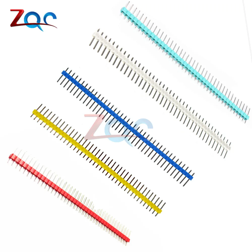 10PCS 40Pin 1x40P Male Breakable Pin Header Strip 2.54mm Pitch Connector Blue Red White Green Yellow