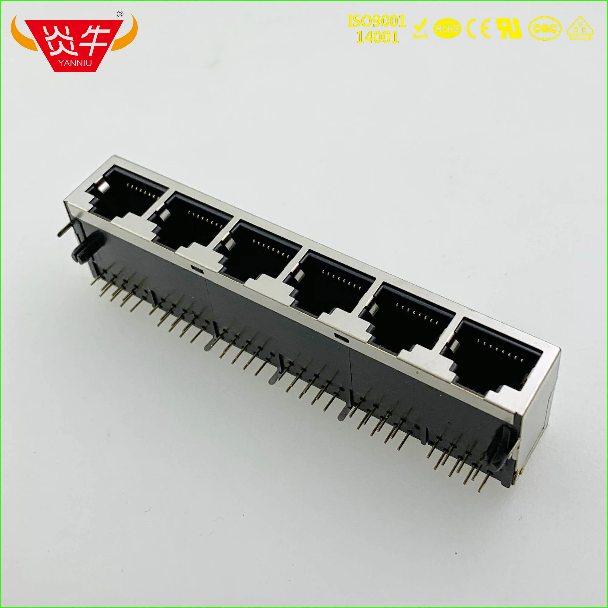 

10Pcs RIGHT ANGLE NETWORK SOCKET RJ45 1*6 8P8C SINGLE ROW 6 HOLES CABLE INTERFACE CRYSTAL HEAD SEAT WITH SHIELDED COPPER SHELL