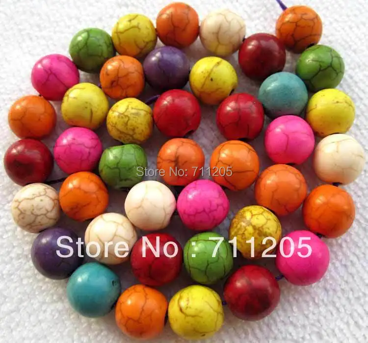 wholesale 39pcs ,10mm Multicolor Turquoises Round loose beads ,Min.Order $10, provide mixed wholesale for all items !