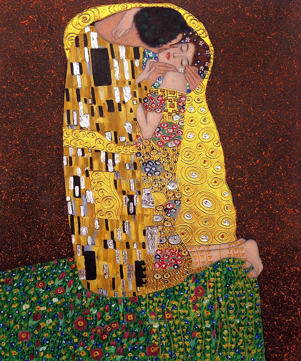 

The Kiss by Gustav Klimt Abstract Canvas Art Oil Painting for Living Room Home Decor Hand Painted Famous Art Copy Vertical