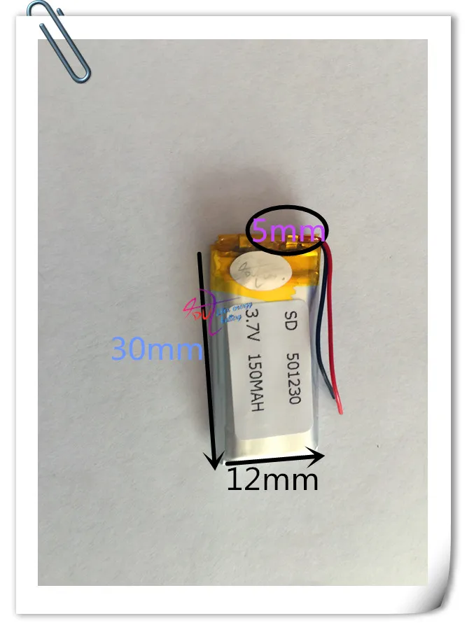 Wholesale 10 pcs 3.7V 150mAh 501230 Lithium Polymer Li-Po Rechargeable Battery For DIY Mp3 MP4 MP5 GPS PSP bluetooth