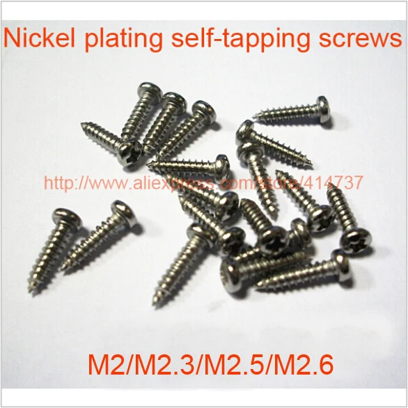 

1000Pcs M2/M2.3/M2.5/M2.6 micro electronic screw cross recessed phillips round pan head self tapping screw Length 3mm--20mm