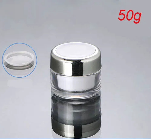 

100pcs empty 50G plastic cream jar with white top for eye cream nail ,art pot essence gel plastic jar, 50g cosmetic packing