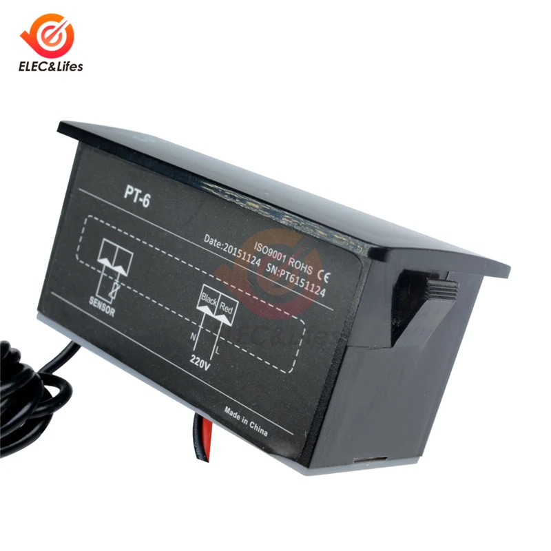Imagem -05 - Medidor de Temperatura Eletrônico Digital Led Testador Incorporado Termômetro Interno e Externo Medidor com Sonda de Sensor Pt6 ac 220v dc 12v