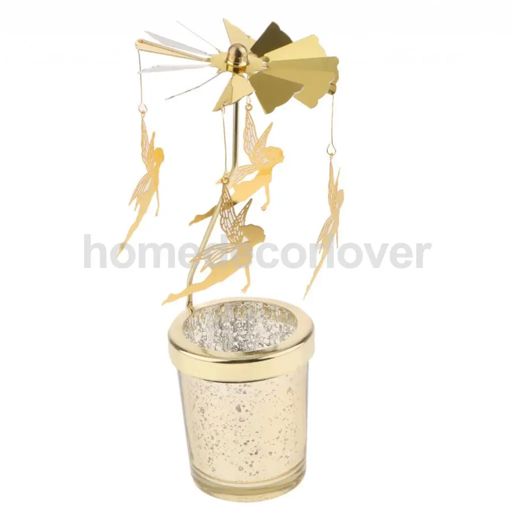 Carrousel Tealight Rotating Candle Holders Romantic Golden Night Light Creative Gifts Holiday Decorative Lamp
