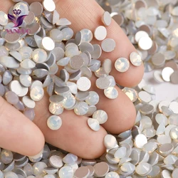 YANRUO 2058NOHF White Opal Rhinestones Strass Non Hotfix Glue on Nails Crystal Flatback Stones Rhinestones on Dresses