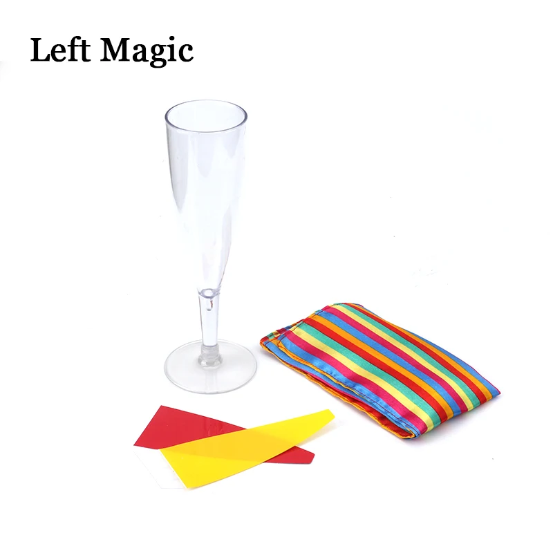 1set Glass Color Change Chameleon Champagne Magic Tricks Silk Acrylic Cup Magic Props Professional Magician Bar Illusion