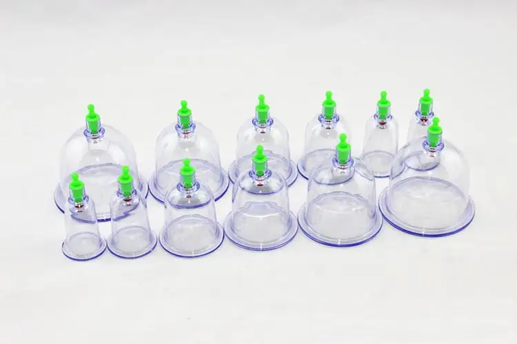 12 Pcs/Set Hijama Cups Chinese Vacuum Cupping Kit Pull Out A Vacuum Apparatus Therapy Relax Massagers Curve Suction Pumps