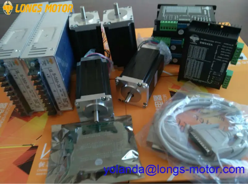 Stepper Motor 4 Axis Nema 23 23HS9442 2.8N.m Driver DM542A 128Micro CNC Router LONGS MOTOR