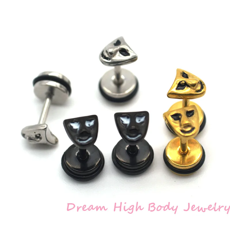 Leopard Stud Earrings for Women Jewelry Free Shipping Vacuum Plating Titanium Black Fake Ear Plugs Girl Punk Wholesale