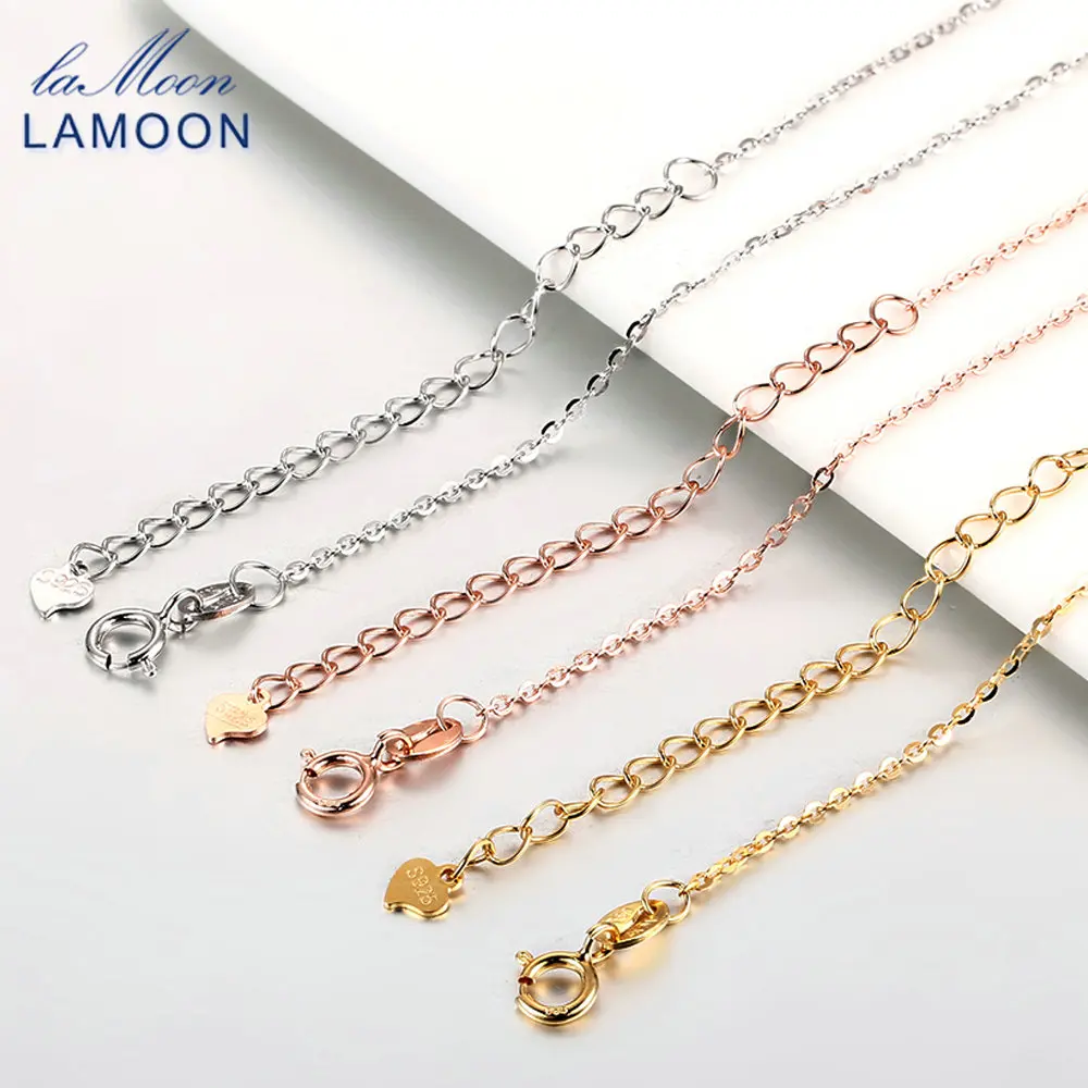 Lamoon Classic 40+5cm/40cm 925 Sterling Silver Rolo Chain Necklace for Woman CI004