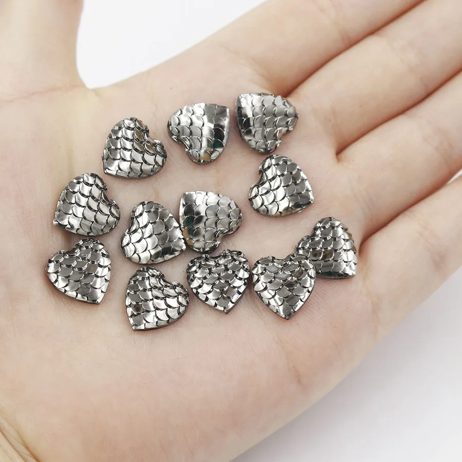 Fnixtar-Figurine d'écailles de poisson en résine, cabochon à dos plat, 100 pièces, 12mm, couleur AB brillante, artisanat de décoration