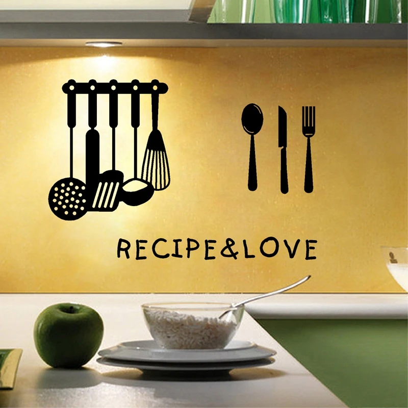 [i story]- Kitchen Cooking Tool vinyl wall art decals stickers ,Waterproof kitchen Dinnerware wall decor ,kit04