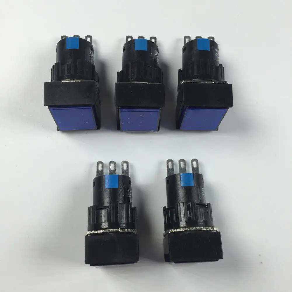 5 pz 3 Pin Auto-reset Spia Lampada Rettangolo di Tipo