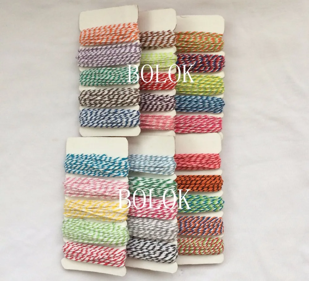 

30packs/lot 30 mix color twisted cotton bakers Twine 12ply 1.5mm for DIY Craft gift Packing/scrapbook wedding decoration