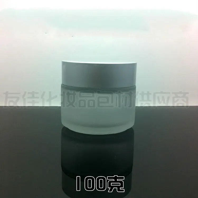 

wholesale 50pieces 100g clear frosted cream jar, 100g empty frost cosmetic glass jar with silver lid , 100g glass eye cream jar