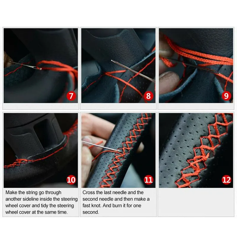 Leather Steering Wheel Cover Car Braid On The Steering Wheel 38 cm DIY Microfiber Leather Covers Auto Steering Wheel Cover