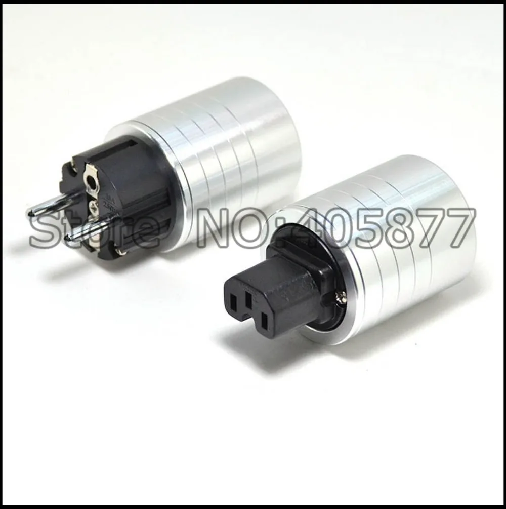 

High quality aluminum Rhodium plated Schuko EUR power plug+IEC connector plug