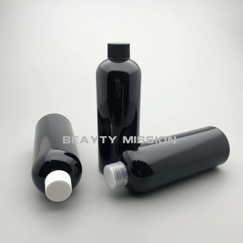 BEAUTY MISSION 20pcs/lot 300ml Black Screw Cover Refillable Portable Perfume Bottle &Traveler Cream Empty Parfum Black Bottle