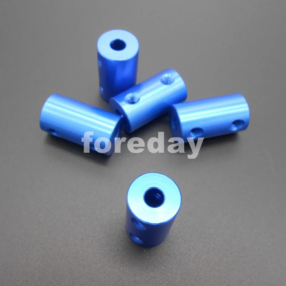 5PCS BLUE 4 to 6mm  Aluminum alloy Coupling Coupler L:25mm Out-Dia:14mm *FD305X5