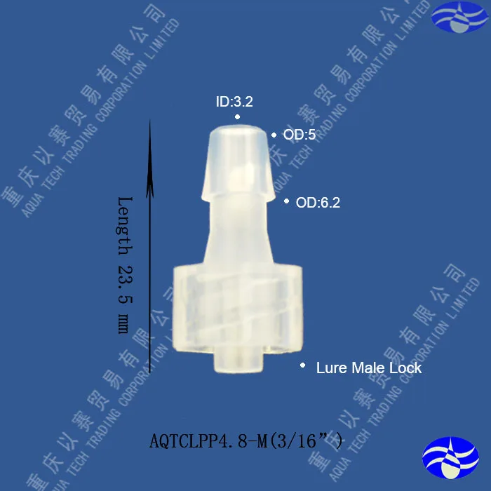 

4.8mm(3/16") medical plastic luer connector,PP male luer lock ,luer connectors