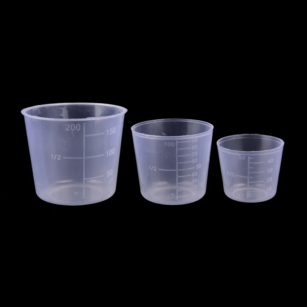 3PCS/Set 200ml 100ml 50ml Measuring Cup Beakers Kitchen Tools Accessories Labs Plastic Graduated Measuring Cup