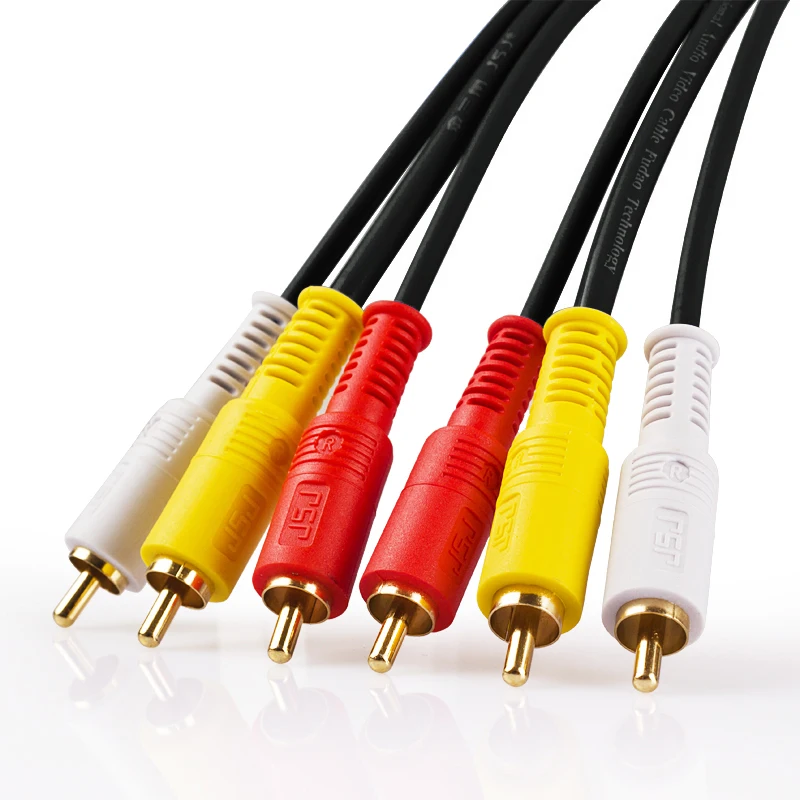 HIFI Audio Video Composite AV Cable OFC 24k Gold Plated 3RCA Male to 3RCA Male for Home Theatre DVD VCD Headphone RCA Cable