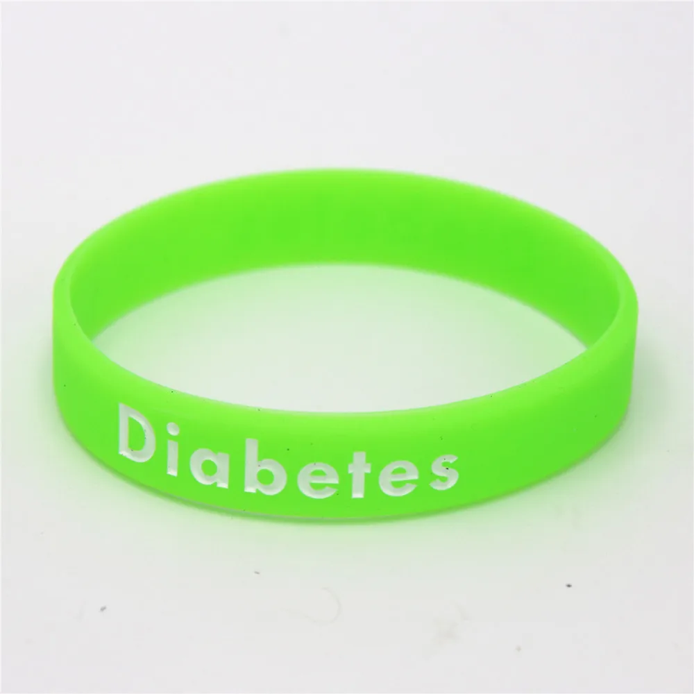 1PC Diabetes Silicone Wristband Sports Medical Alert Armband Nurse Rubber Bracelets&Bangles Youth and Adult Size Gifts SH151