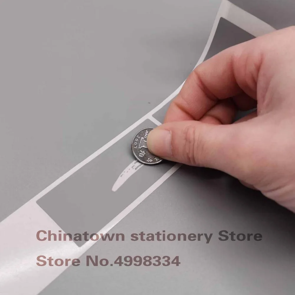 500pcs Scratch Off Sticker 30x78mm Gray Quadrate Color Blank For Postcard Cover Stationery Message Wedding Game Sticker