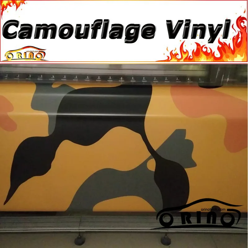 

Jumbo Black Orange Vinyl Film Camouflage Car Sticker Wrap Motorcycle Truck Vehicle Wrap Film Foil With Air Bubble Free