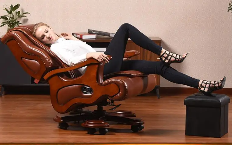 Office chair swivel chair. Real wood boss chair. Lift massage can lie in the computer chair.03