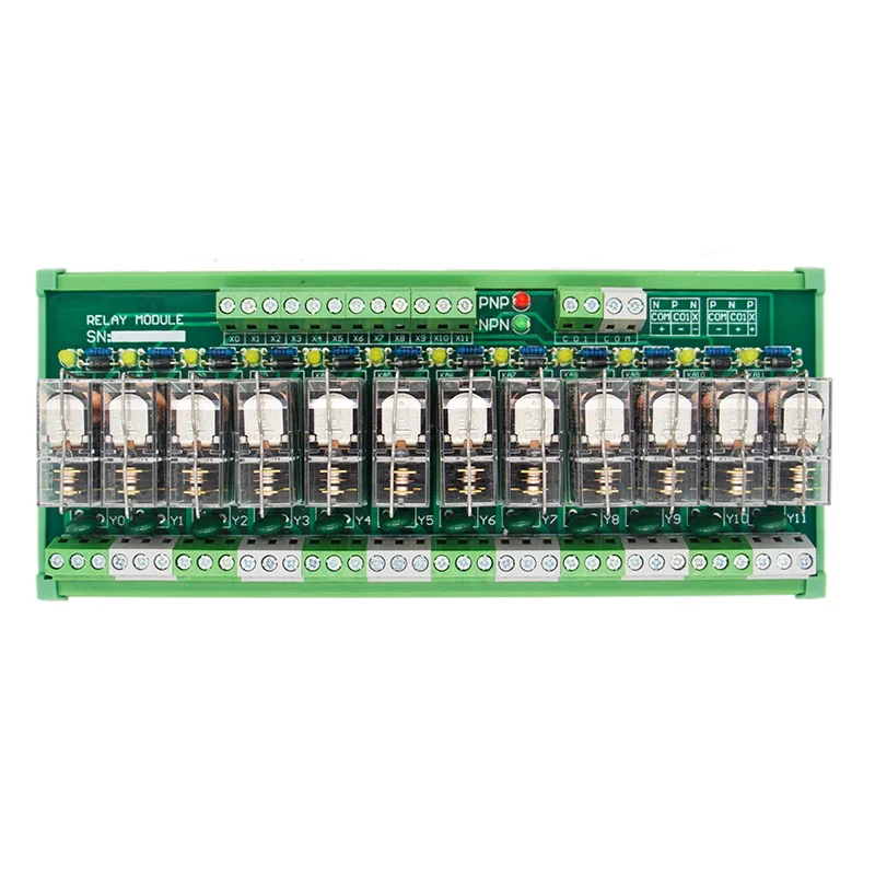 Custom-made 16A 12 Channel 1 SPST-NO DIN Rail Mount OMRON G2R-1A-E with 8Pin relay socket 24V DC/AC Interface Relay Module