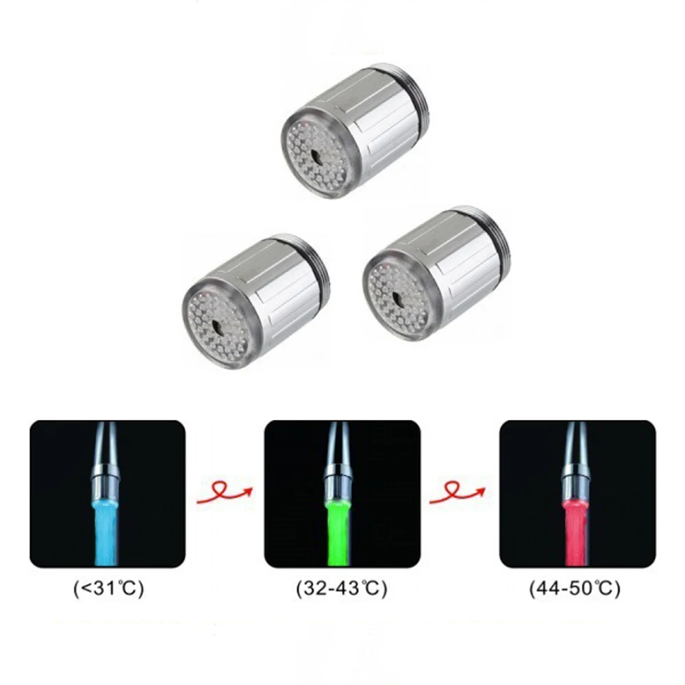 LED Water Faucet Shower Tap Temperature Sensor Intelligent Water Nozzle Head Kitchen Faucets