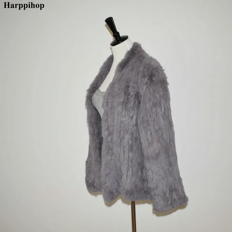 Free shipping women natural real rabbit fur jacket waistcoat/jackets rabbit knitted winter warm coat C01