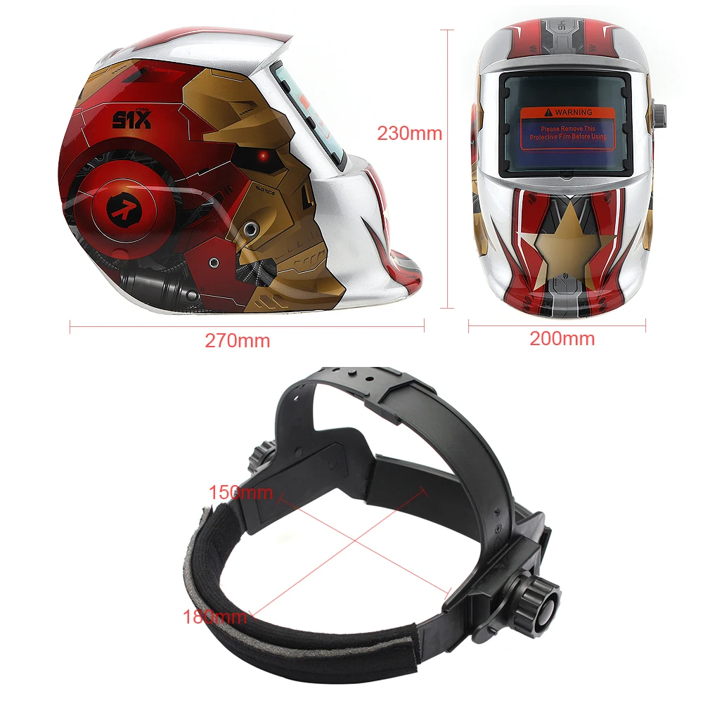 Silver Iron Man Adjust Solar Auto Darkening TIG MIG Grinding Welding Helmets / Face Mask / Electric Welding Mask / Weld Cap