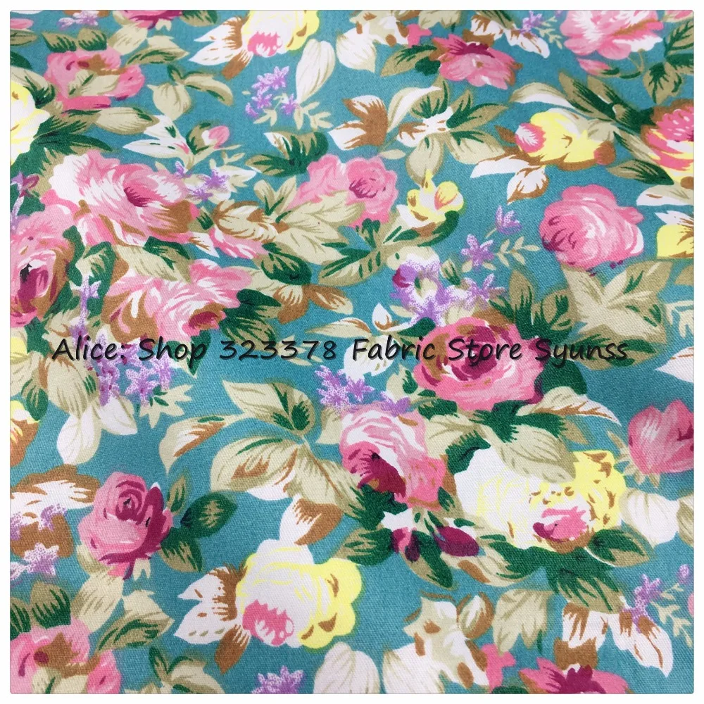 Blue Florals Sewing Cloth, 100% Cotton Fabrics, Fat Quarters Patchwork, Scrapbook Material, Doll, Baby Dresses, DIY Tissue