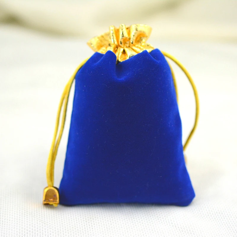 9*12cm 10pcs Phnom Penh Royal Blue Jewelry Velvet Bags For Packing Gifts Handmade Women Jewellery Pouches Flannel Bag Drawstring