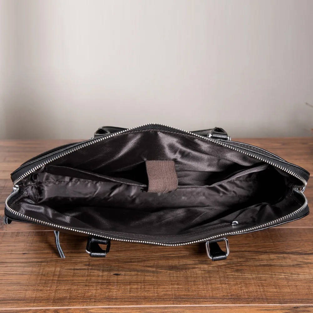 Maletín de negocios de cuero genuino para hombre, maletín de 15 \