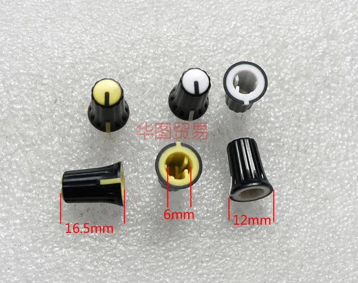 6pcs 90 degree indication rotary potentiometer plastic knob cap / Volume Mixer disc player equalizer half shaft knob 16.5mm*12mm