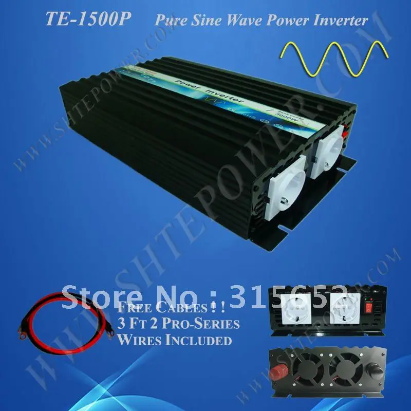 1500W Pure Sine Wave Power Inverter, DC 12V to AC 230V, Power Invertor