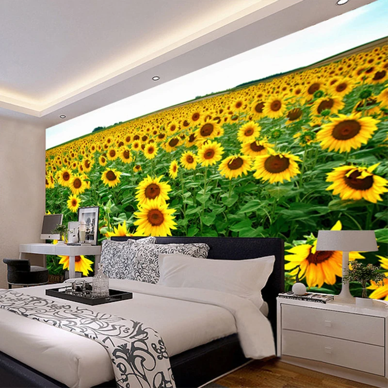 3D Wallpaper Pastoral Style Sunflowers Nature Landscape Mural Living Room Bedroom Dining Room Warm Decor Wallpaper For Wall 3 D