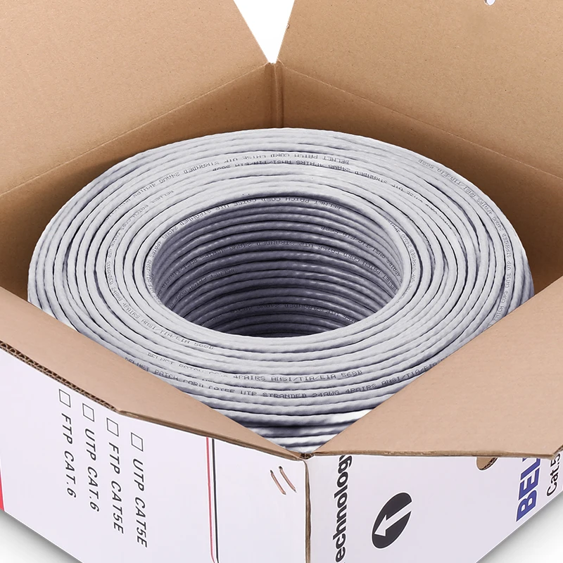 1000ft 305m Grey UTP CAT5e cable OFC copper wire box cable shaft RJ45 network twisted pairs for Engineering 100Mbps Ethernet