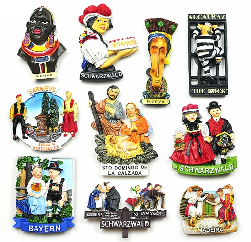 New Germany Guatemala Kenya Character Series 3D Fridge Magnets Tourism Souvenirs Refrigerator Magnetic Stickers Gift