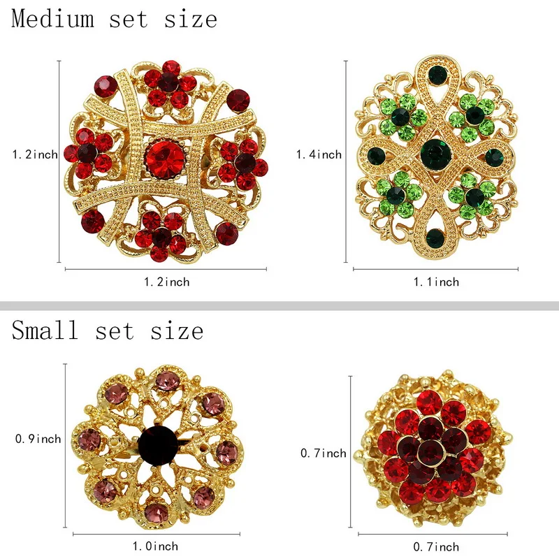 WEIMANJINGDIAN Brand 24 Pcs Rhinestones Flower Decor Brooches Set DIY Wedding Bouquets Accessories Craft Jewelry Making Kits